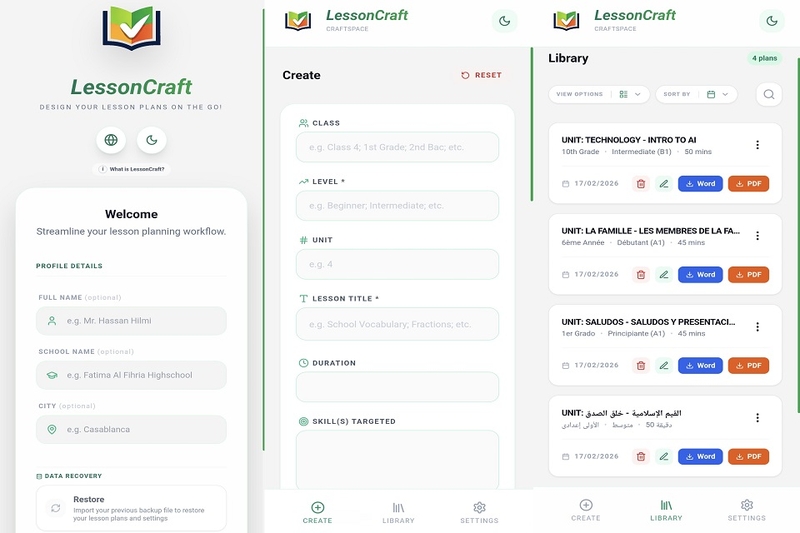 Giới thiệu tổng quan về ứng dụng Lessoncraft