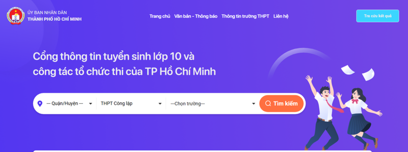 Bước 1: Truy cập Cổng thông tin tuyển sinh 10 TP.HCM