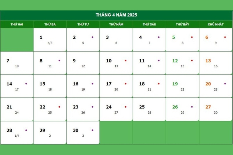 Lịch âm tháng 3 2025 3