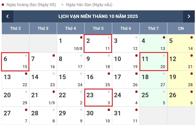 lịch cắt tóc tháng 10/2025 hình 3