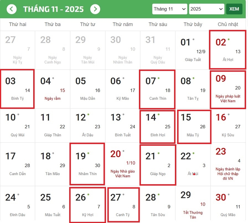 lịch cắt tóc tháng 11/2025 hình 3