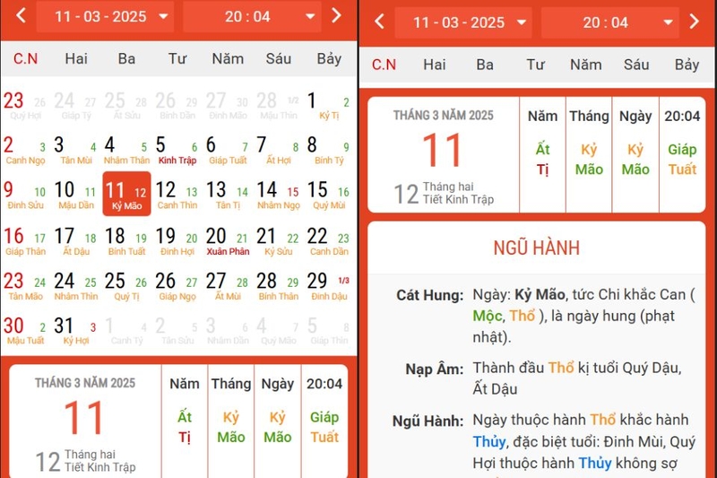 Xem lịch âm - dương chính xác, nhanh chóng