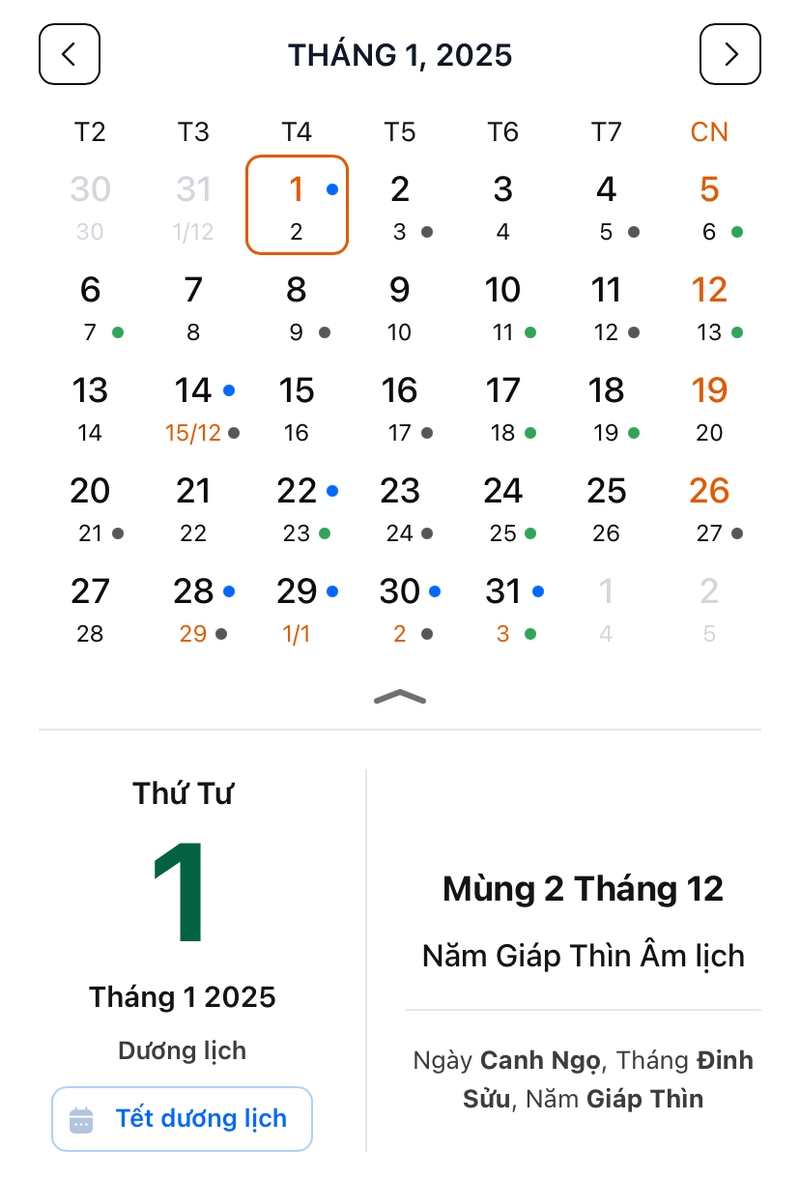 lịch nghỉ tết dương lịch 2025 hình 2