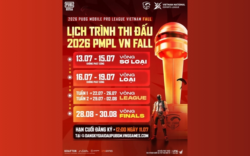 Lịch thi đấu PUBG Mobile 2026 mới nhất
