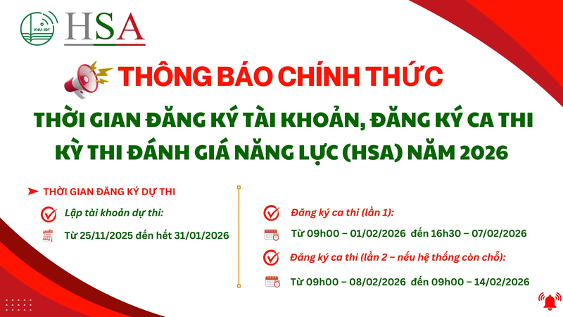 bài thi HSA 2026
