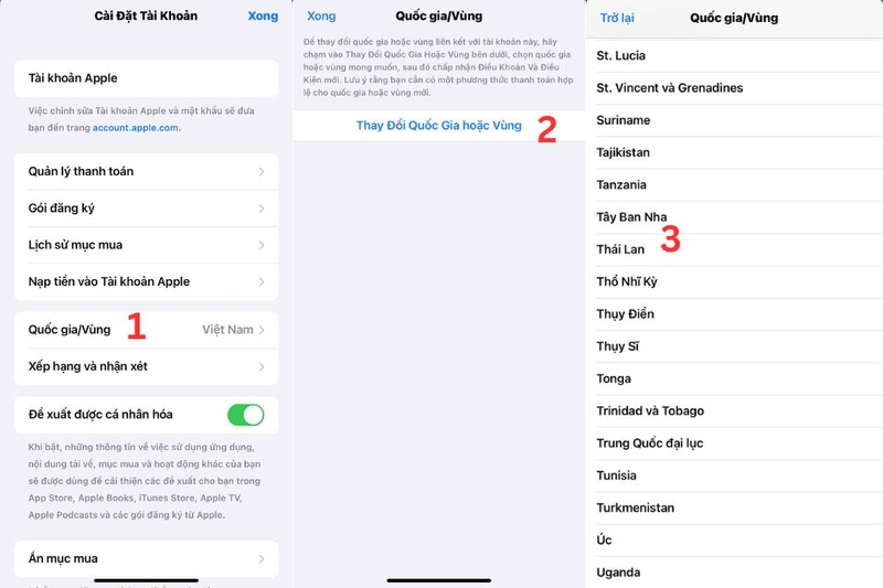Thay đổi vùng qua Thái Lan trên hệ điều hành iOS