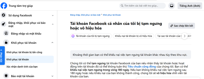 link kháng nghị facebook bị vô hiệu hóa ảnh 3