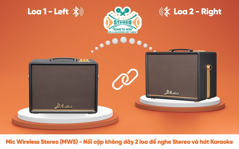 Loa karaoke xách tay Acnos D'Auris 200 - Công nghệ kết nối stereo mở rộng không gian âm thanh