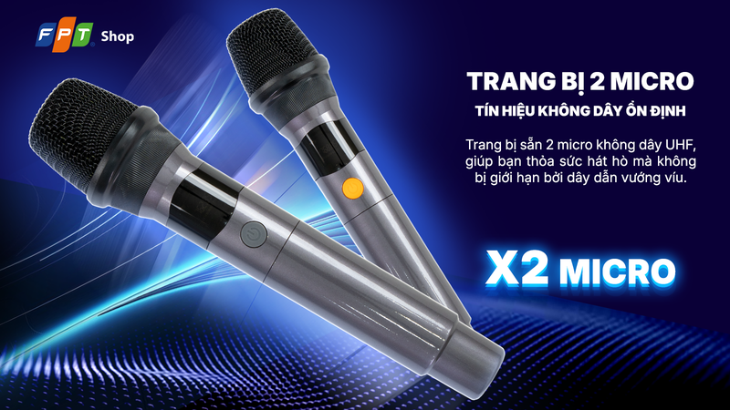 Hát thỏa thích với hai micro không dây đi kèm