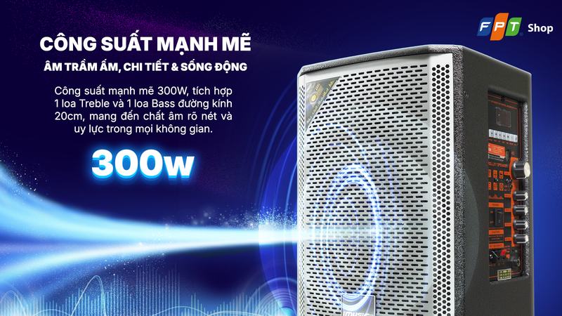 Công suất 300W cho âm thanh mạnh mẽ