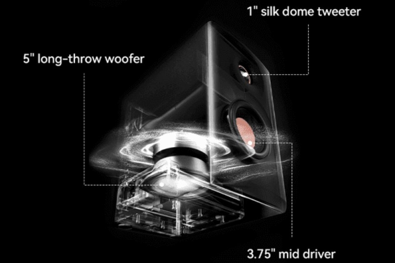 Loa vi tính Edifier MR5 thiết kế ba đường tiếng với woofer, mid và tweeter