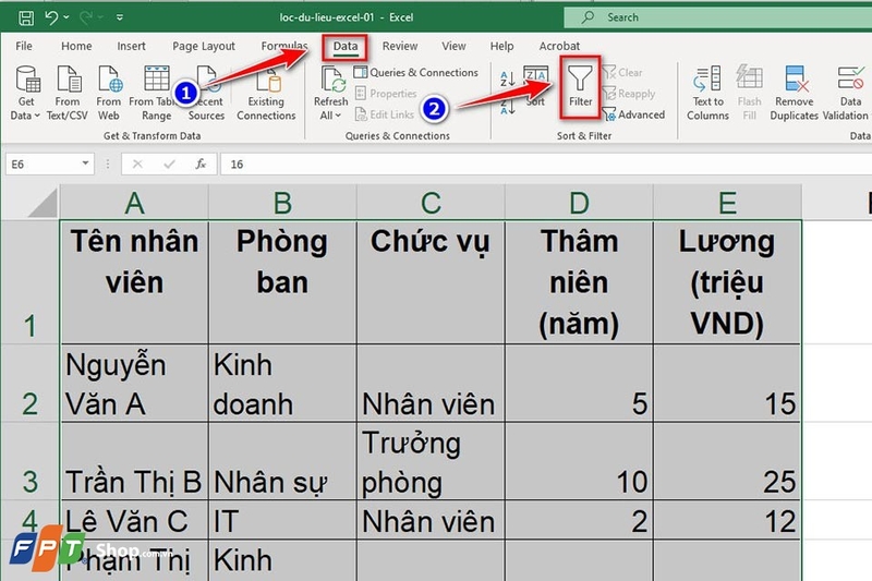 Cách lọc dữ liệu trong Excel - Ảnh 04
