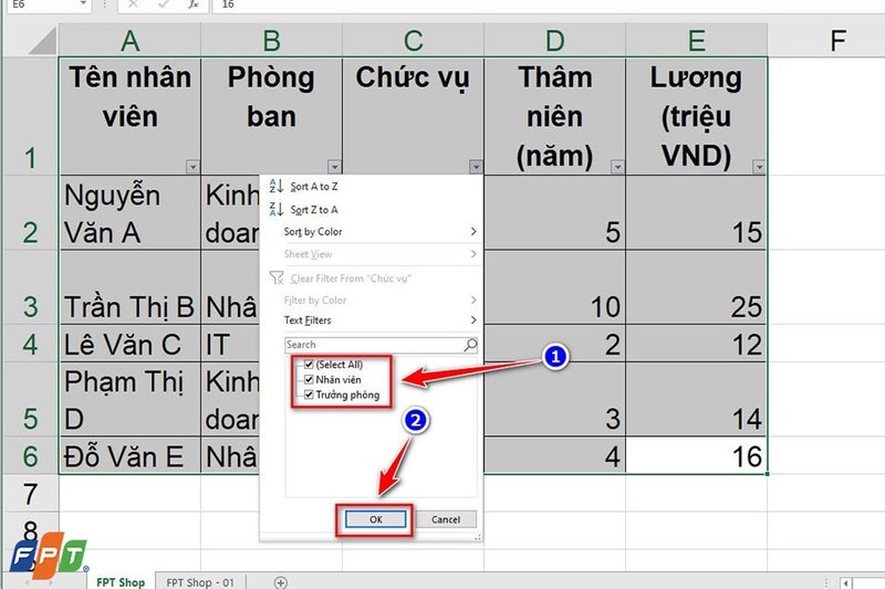 Cách lọc dữ liệu trong Excel - Ảnh 05
