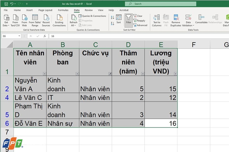 Cách lọc dữ liệu trong Excel - Ảnh 06