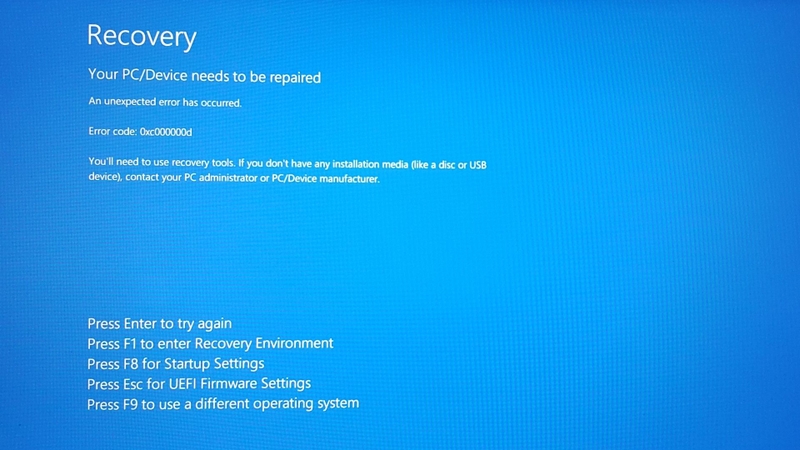 Lỗi 0xc000000d trên Surface là gì?