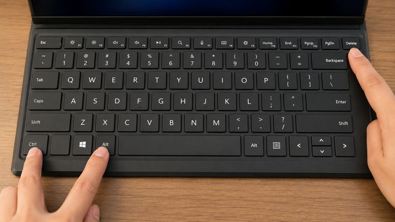Cách 1: Khởi động lại Surface bằng tổ hợp Ctrl + Alt + Delete