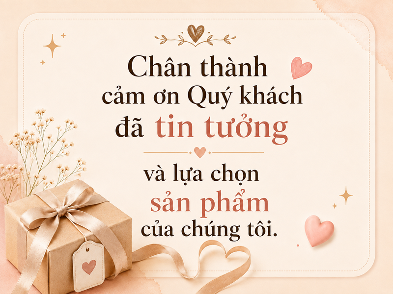 Lời cảm ơn khách đặt hàng trang trọng