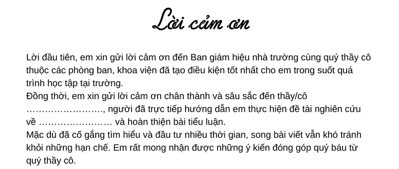Mẫu lời cảm ơn 2