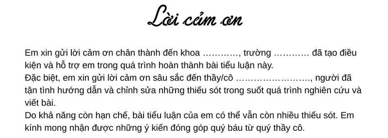 Mẫu lời cảm ơn 3