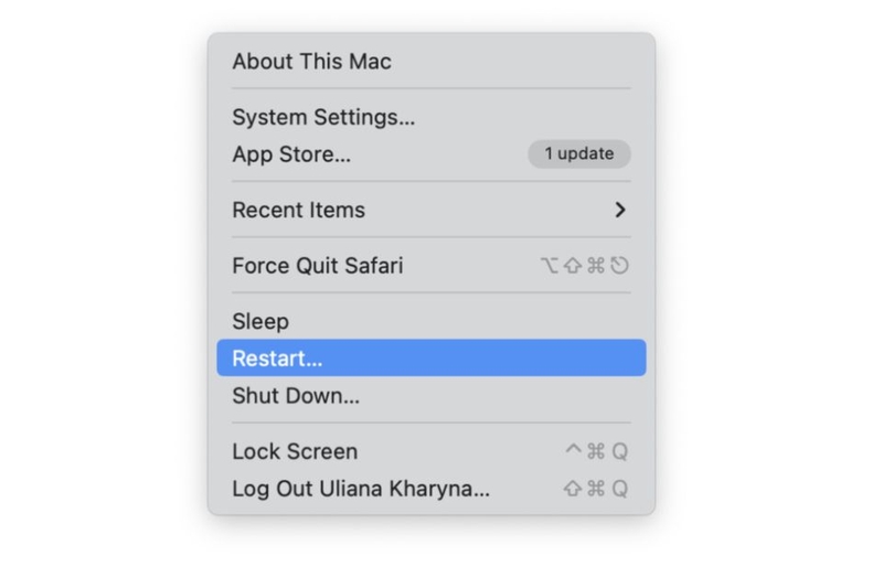 Khởi động lại MacBook