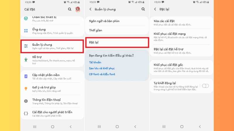 Đặt lại cài đặt hệ thống