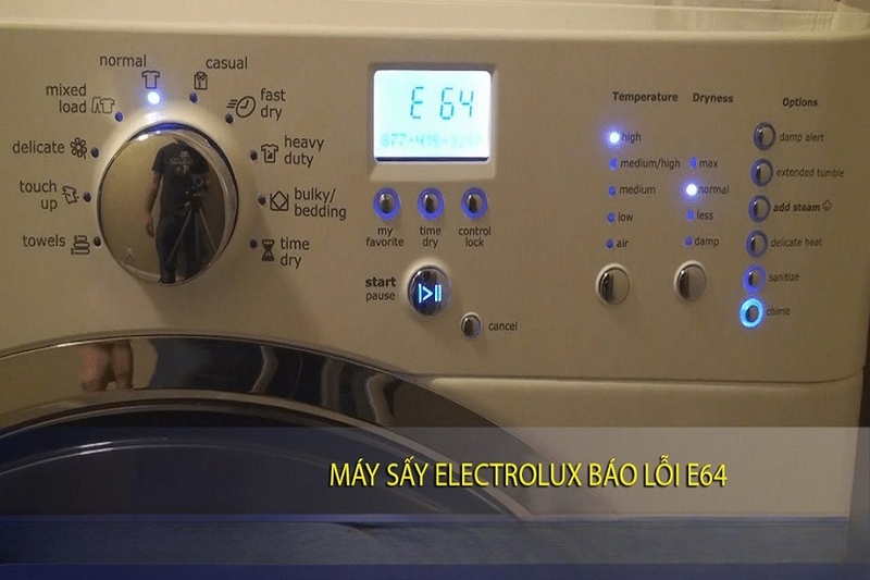 lỗi e64 máy sấy electrolux