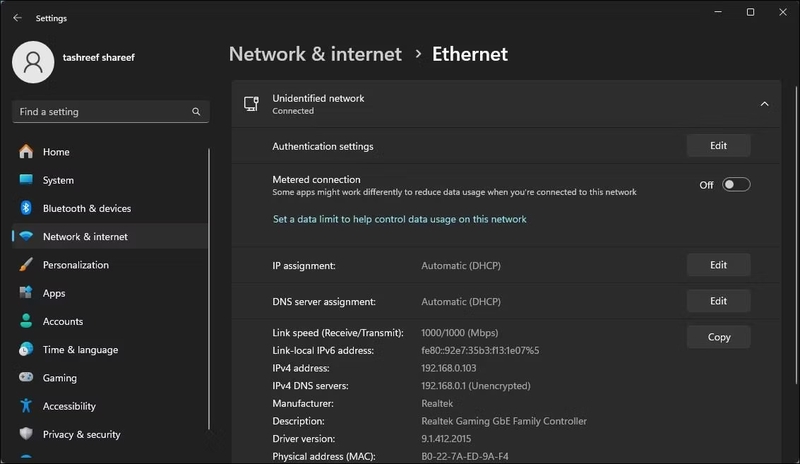lỗi ethernet doesn’t have a valid ip configuration hình 7