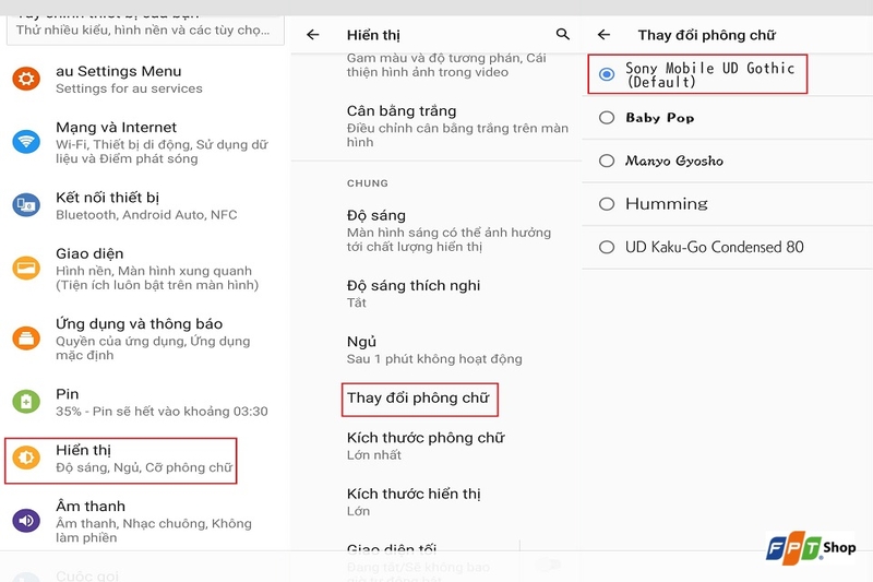 Chuyển về font chữ mặc định của hệ thống