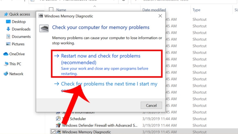 Kiểm tra RAM bằng Windows Memory Diagnostic - Bước 2