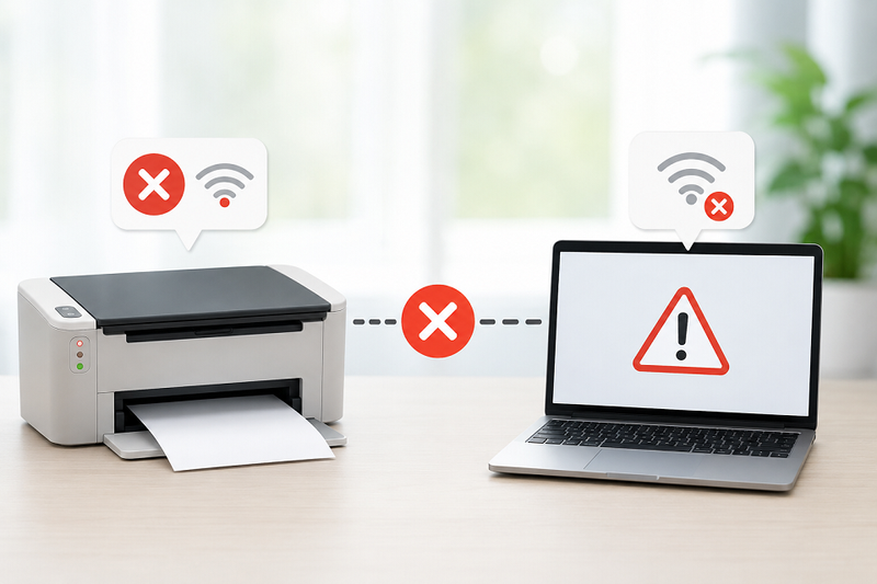 Dấu hiệu cho thấy máy in không kết nối với laptop