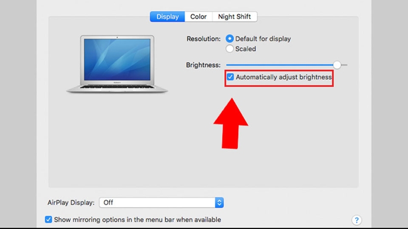 Tắt tính năng tự động điều chỉnh độ sáng