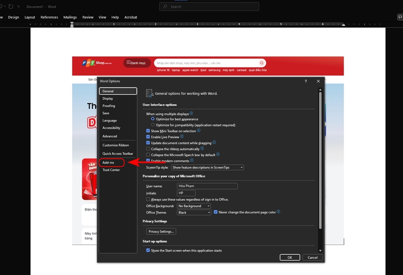 lỗi phóng to thu nhỏ trong Word 5