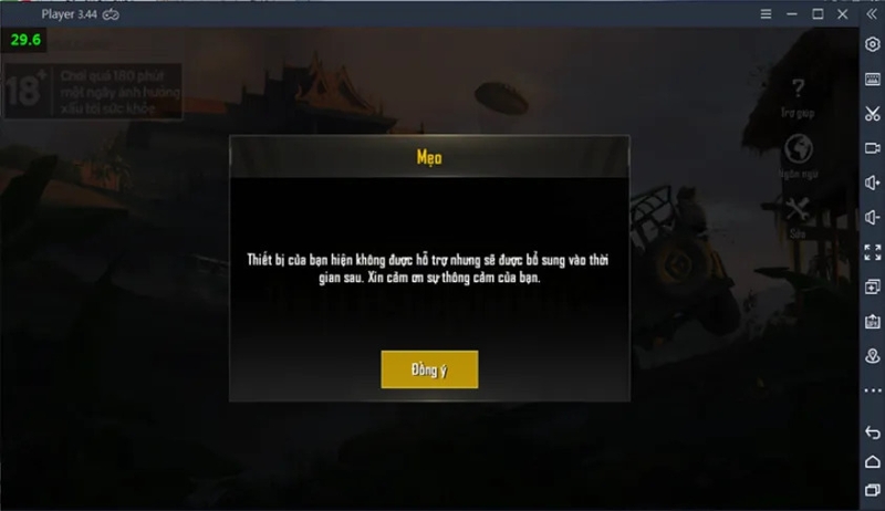 lỗi Thiết bị không hỗ trợ khi chơi PUBG MOBILE 1