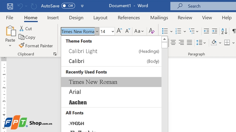 Chọn font chữ Word tương thích với bảng mã