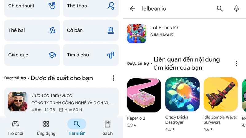 Vào CH Play tải game LOLBeans IO