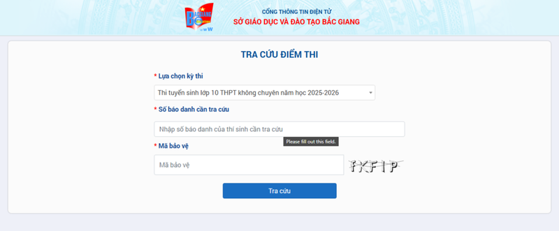 Nhập các thông tin quan trọng còn lại