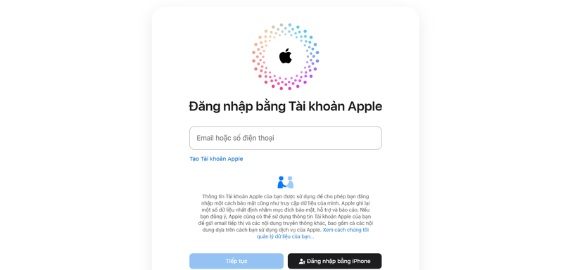 Đăng nhập iCloud