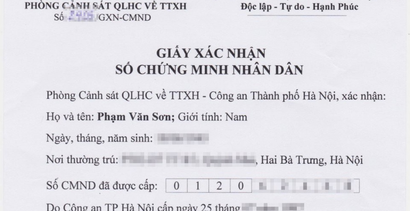 Bãi bỏ giấy xác nhận số CMND cũ