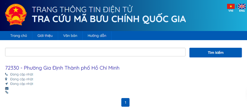 Kiểm tra kết quả tra cứu mã bưu chính