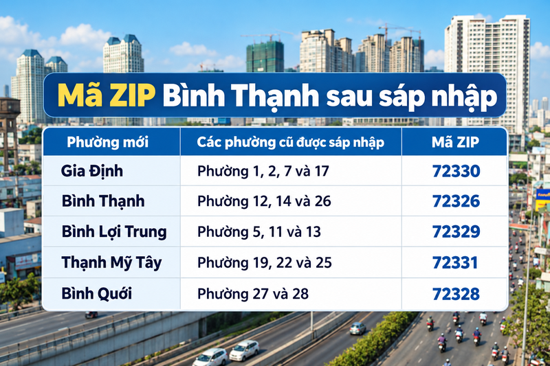 Danh sách bưu chính Bình Thạnh sau sáp nhập