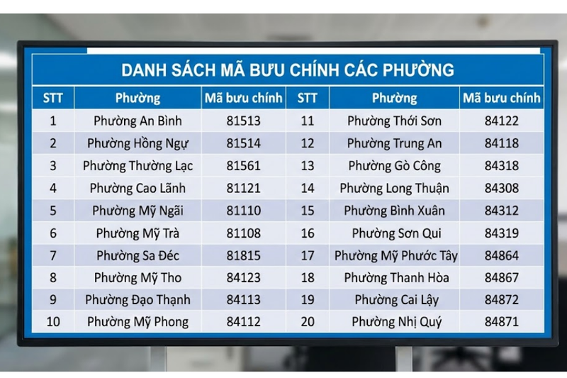 Danh sách mã bưu chính Đồng Tháp theo từng phường