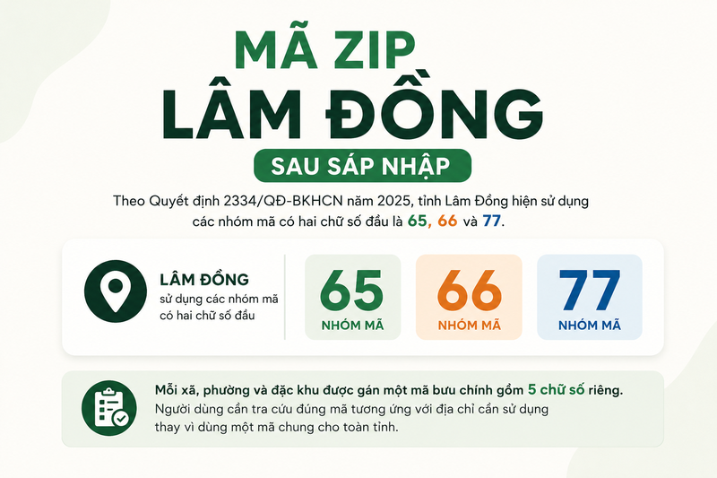 Mã ZIP Lâm Đồng sau sáp nhập