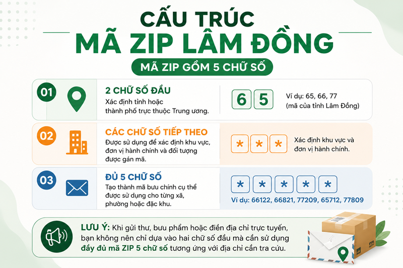 Cấu trúc mã ZIP Lâm Đồng