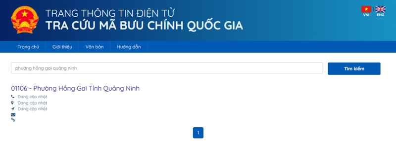 tra cứu mã bưu chính Quảng Ninh 2