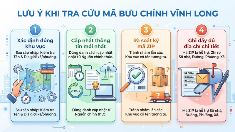 Lưu ý khi tra cứu mã bưu chính Vĩnh Long