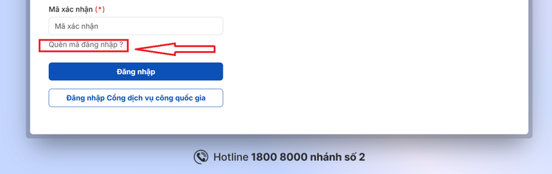 Chọn mục "Quên mã đăng nhập"
