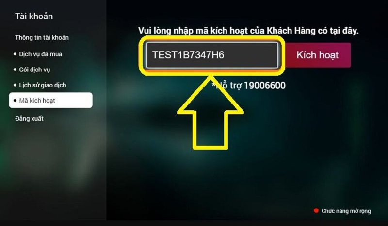 Nhập mã trên TV 3