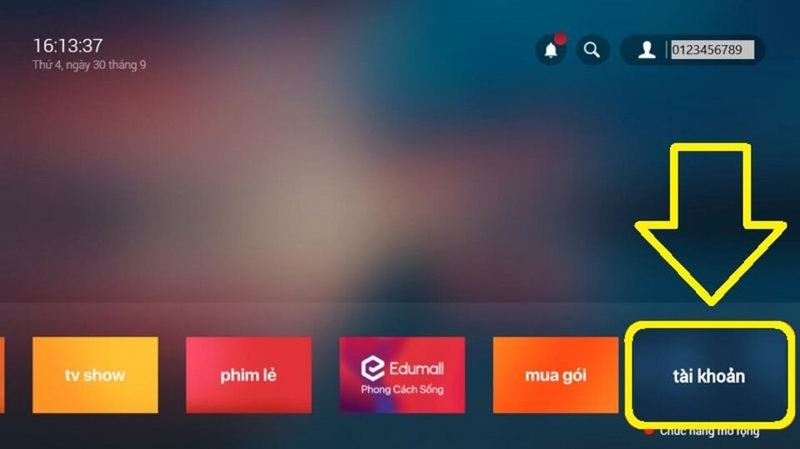 Nhập mã trên TV 1
