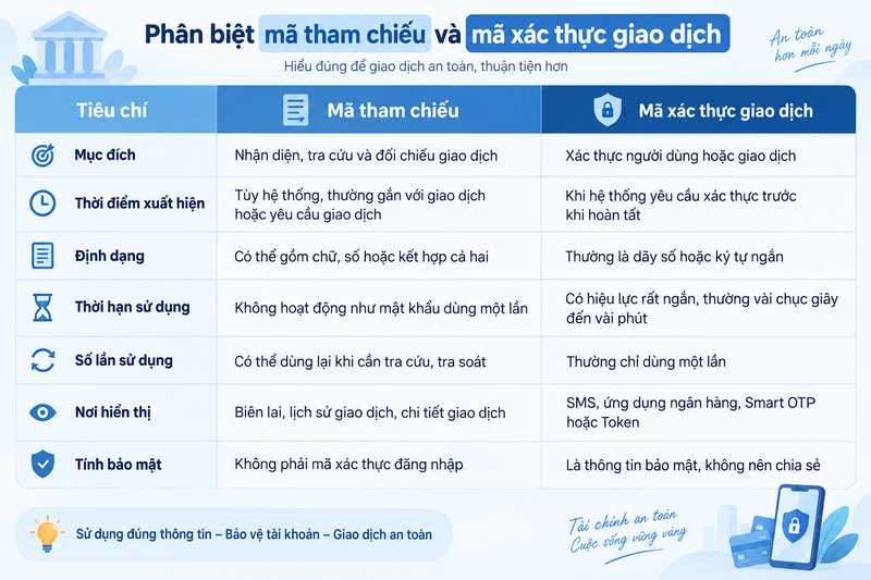 Phân biệt mã tham chiếu với mã xác thực giao dịch