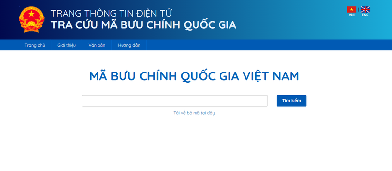 Truy cập trang tra cứu mã bưu chính